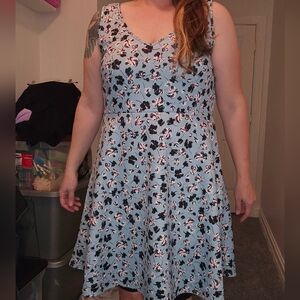 Floral Blue Sleeveless Dress